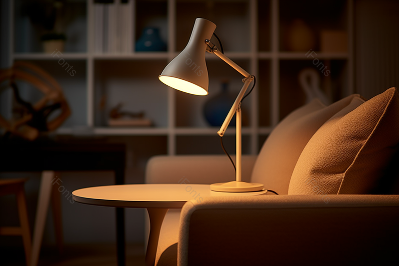 傍晚书房中打开的家居台灯温馨场景,高清,摄影图,摄影图片,图片大全,摄影图免费下载